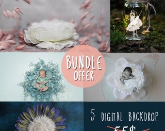 Digital Backdrop BUNDLE - 5 digital backgrounds, newborn digital backdrops, newborn photography prop, bundle offer, limited time offer SALE
