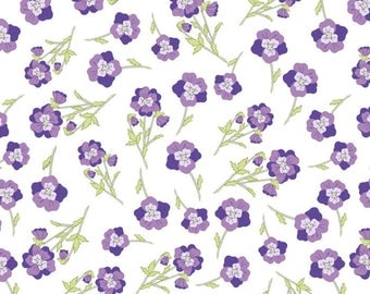 Josephine's Florals blue/purple Cotton by the yard - Black/Pink/Orange /David Textiles/Free shipping available/floral fabric/rose and hubble