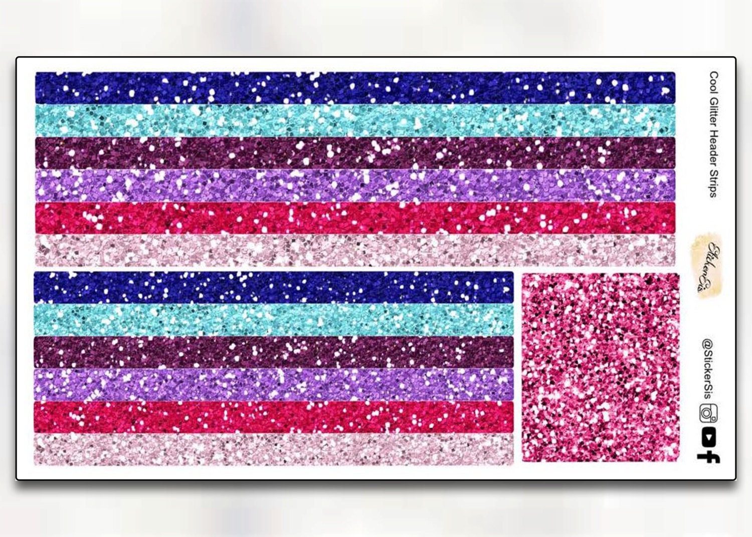 Glitter Header Strips Planner Stickers