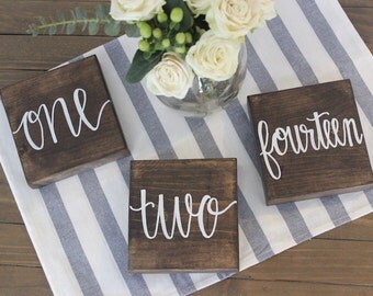 Table Numbers | Wedding Table Number | Centerpiece | Wedding Decor | Wood Sign | Rustic | Hand Lettered