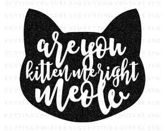 Cat Svg Cutting File Are You Kitten Me Svg Meow Svg Cutting File Silhouette Cutting File Cricut Cutting File SVG DXF PNG Files Included