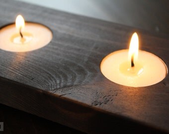 Tealight holder || Rustic candle holder, wooden tealight, loft style modern centerpiece (holds 3 candles) home decor