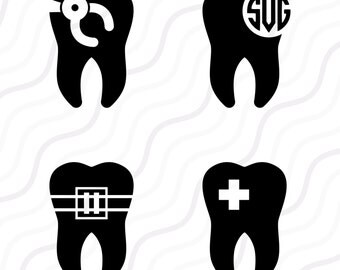 Tooth SVG, Dentist SVG, Tooth Clipart, Tooth Monogram SVG Cut table Design,svg,dxf,png Use With Silhouette Studio & Cricut_Instant Download