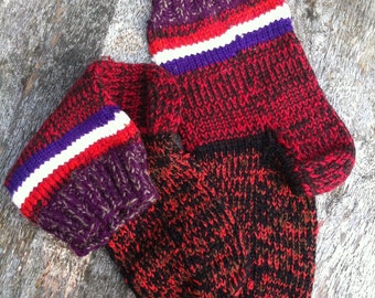 Grandmother socks, traditional socks, Knitted socks, socks, unisex socks, red socks, hand knitted socks, colorful socks