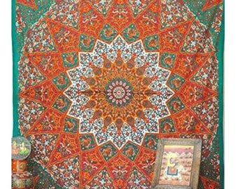 Mandala Tapestry - Boho Queen-Size Design perfect as a Lightweight Bedspread, Wall Hanging, Table Cloth, Picnic Blanket, & for Home Decor