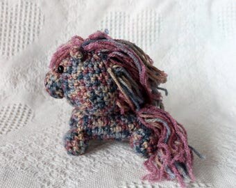 Mini Tweed Pony Plush, Crocheted plush, Amigurmi, horse plush, stuffed animal, knitted stuffy