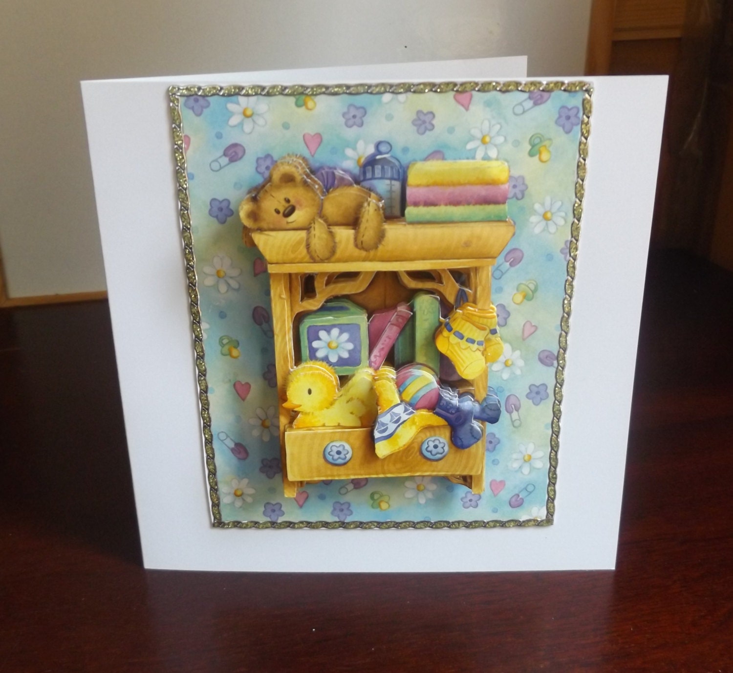 Newborn Baby Card Baby Shower Gift Card 3d decoupage baby