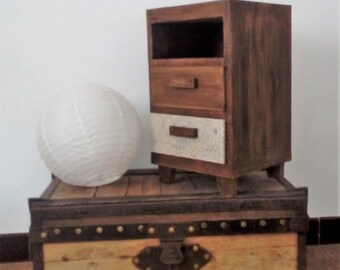 Table nightstand, a niche and two drawers
