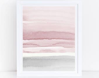 Blush Pink and Grey Abstract Art, Watercolor Printable Art, Watercolor Wall Art, Blush Prints, Pink Grey Wall Art, Bedroom Art, Abstract Art