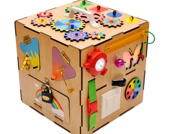 Montessori toy Busy board Our first Christmas Activity board Sensory board Latch board Busy box Wooden toy Toddler busy board Toddler gift