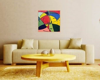 "Miro" Panel in wood with edging made with rope ("Miro" wooden panel with rope frame)