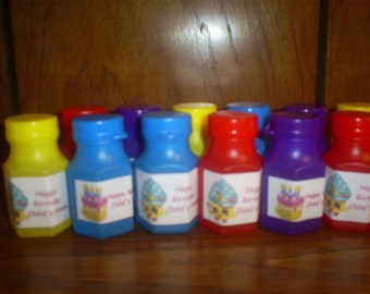 SHOPKINS set of 12 personalized Birthday party favor Bubbles