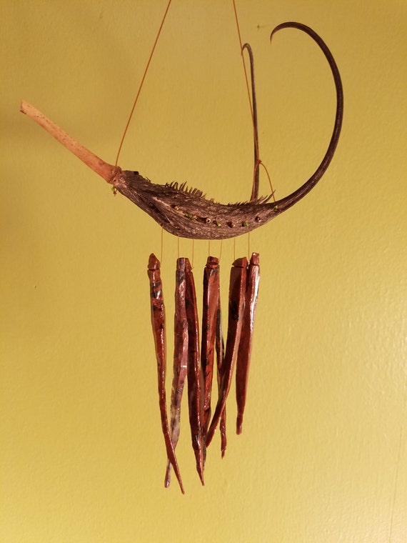 Obsidian Wind Chime With Devils Claw Pod Volcanic Obsidian Wind Chime With Devils Claw Pod