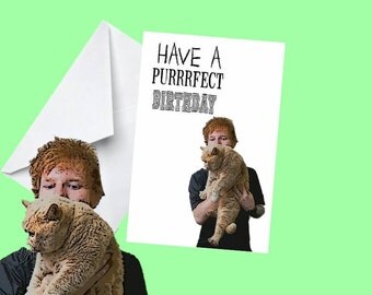 Ed Sheeran - Have a Purrrfect Birthday Card - Funny - Cat