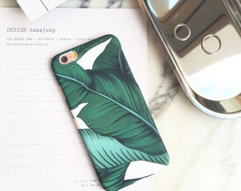 Floral iPhone Case green floral leaves Case iPhone 6 Case Tropical iphone 6 plus case Full Wrap Case iPhone Case iphone 7 banana leaf matte