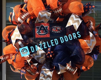 Auburn University Football Wreath. War Eagle Wreath. Auburn Wreath. Auburn Tigers. Football Door Wreath. Auburn Tigers Wreath. GO Auburn