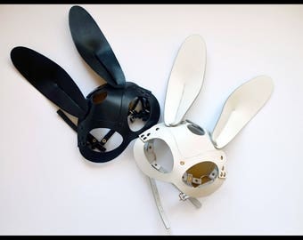100% Handmade White Leather Rabbit Mask