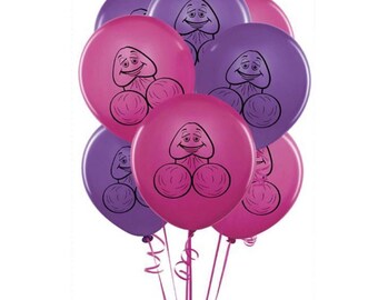 Pink Willy Balloons - MATURE CONTENT - Bachelorette Party Balloons set of 10 - Hen Party Penis Balloons - Oil Patch Burlesque