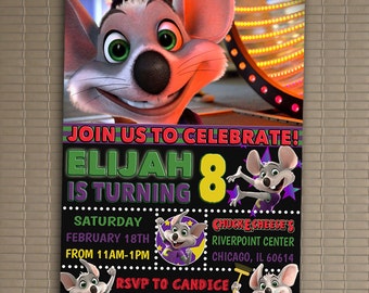 Chuck E. Cheese Invitation, You Print Invitation, Chuck E. Cheese Birthday, Chuck E. Cheese Invite, Chuck E. Cheese Themed Invitation