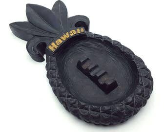 Made in Hawaii from Lava Rock Pineapple Ashtray by Poly-Art Vintage Cigarette Smoking Break Tiki Bar Tropical Island Souvenir Collectible