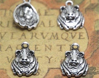 20pcs Hamster Charms silver tone Guinea Pig or Gerbil charm pendants 14x18mm ASD1872