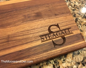 Personalized, laser engraved cheese board/bread board makes impressive wedding, anniversary or housewarming gift