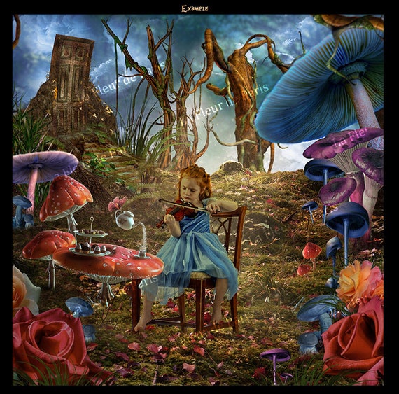 Garden in Wonderland digital background / backdrop / digital