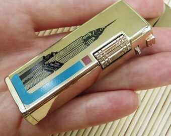New York lighter NY cigarette lighter New York gifts Vintage lighter gas lighter Cigar lighter Empire State Building print Collectible Blue