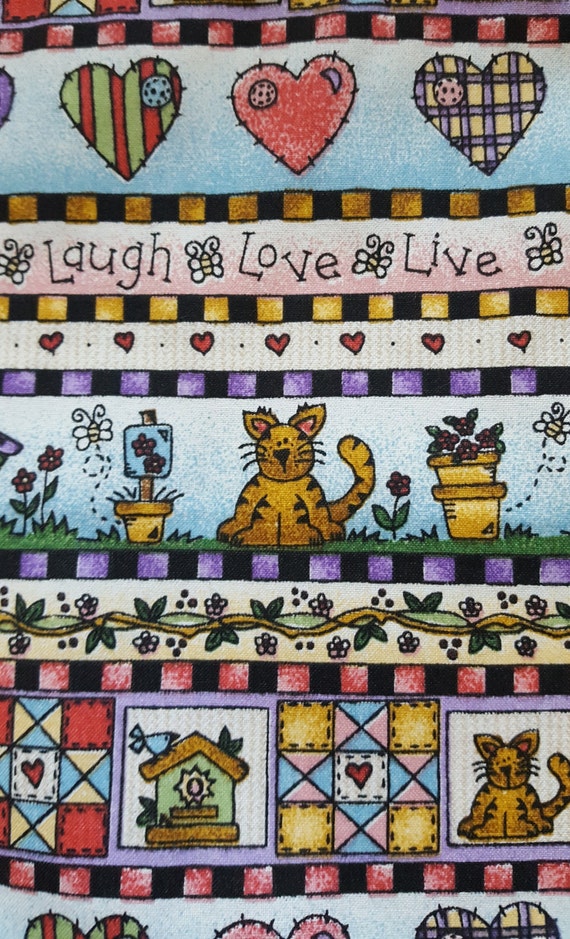 live-laugh-love-fabric-pre-cut-quilting-sewing-w-cats-and