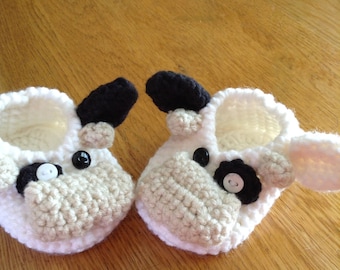 Adorable cow booties. Handmade.