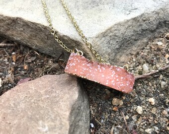 Rose gold druzy necklace