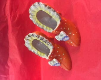 Orange ceramic collectible shoes (pair)