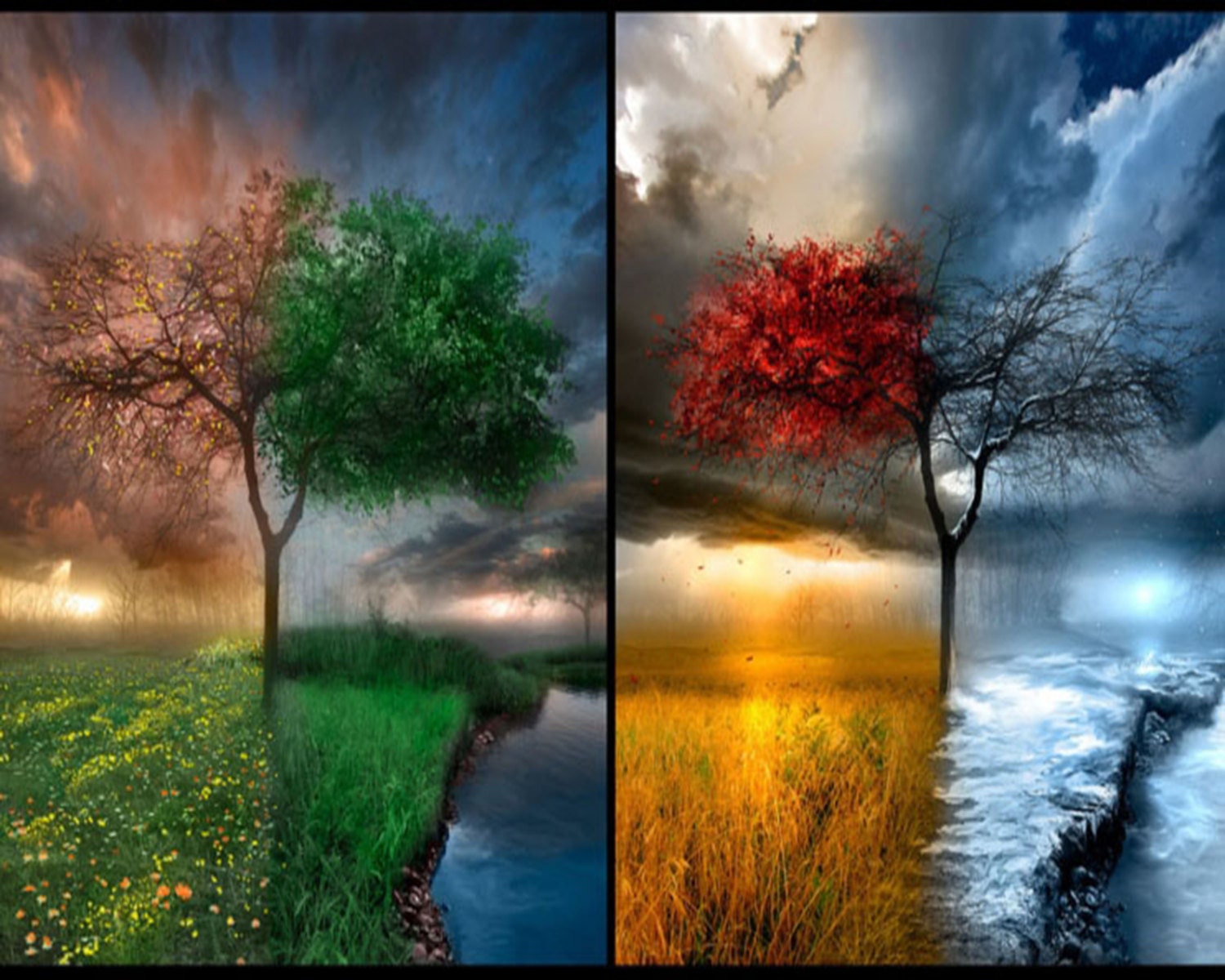 The Four Seasons Weather Art poster pring weather changes