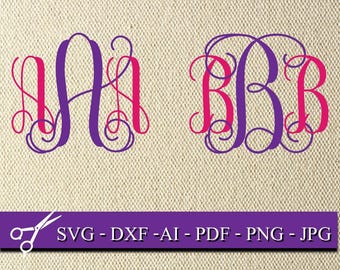 Vine monogram SVG file for cricut, cameo or any digital cutting machine. Great for print, T-shirt designs or any ,monogram project,