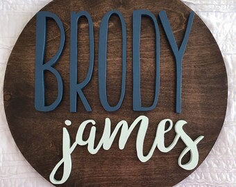 18" Round Custom Name Wood Sign • Wood Cutout • Nursery Decor • Name Cutout • Wood Cutout • Custom • Nursery Name Sign • Wood Decor