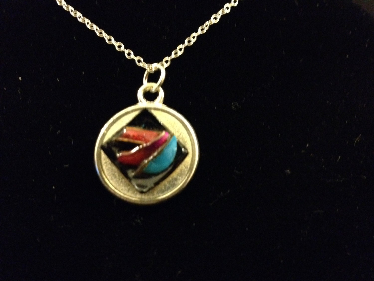 Retro Jewelry Repurposed into Funky Pendant Evelyn