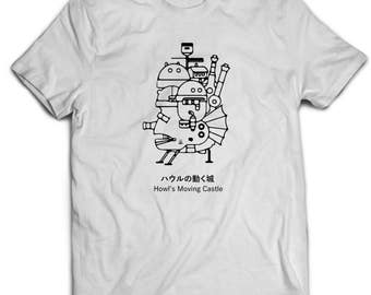 Studio Ghibli Howl's Moving Castle Japanese Anime Unisex T-Shirt White Cotton