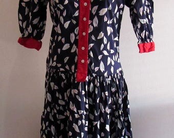 Vintage Casi Flower Petals Dress Blue Size 8
