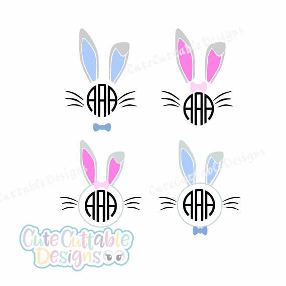 Download Bunny Ears Easter Monogram SVG Easter Bunny SVG Bow svg svg