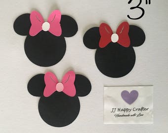 Minnie Mouse Head 3 inches / Minnie Mouse Die Cut / Minnie Mouse Decoration / Minnie Birthday Party / Minnie Ears / Minnie Mouse Head