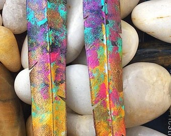 Upcycled rubber bike tube feather earrings