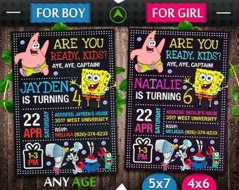 SpongeBob Invitation, SpongeBob Birthday, SpongeBob Invite, SpongeBob Party, SpongeBob Printable, SpongeBob Digital, SpongeBob Card