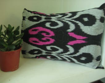 A Handwoven Ikat Silk Pillowcase from Uzbekistan.