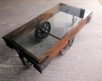 Retro Industrial Glass Coffee Table