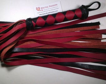 Black and Red BDSM Leather Flogger