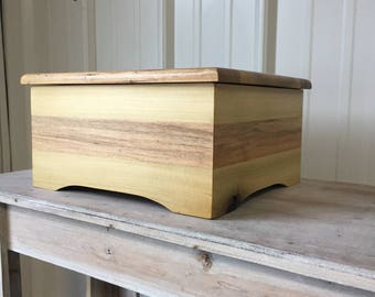 Wood Box with Hinged Lid, Jewelry Box, Wood Chest, Wooden Box with Lid, Wooden Jewelry Box, Jewelry and Keepsake Boxes, Treasurer Chest