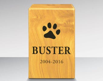 Custom Simplicity pet urn with emblem