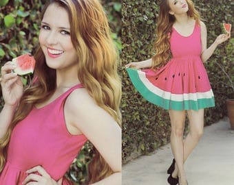 Limited Edition New York Couture WONDERLAND Collection Ombre Pink Mouth-watering WATERMELON Dress