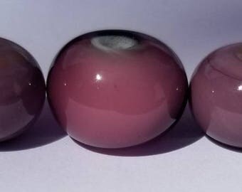 5 purple Lampwork beads, handmade one of a kind