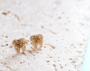 Gold Tooth Earrings - Tooth Studs - Tooth Jewellery - Dentist Earrings - Dentist Gift - Quirky Earrings - Quirky Studs
